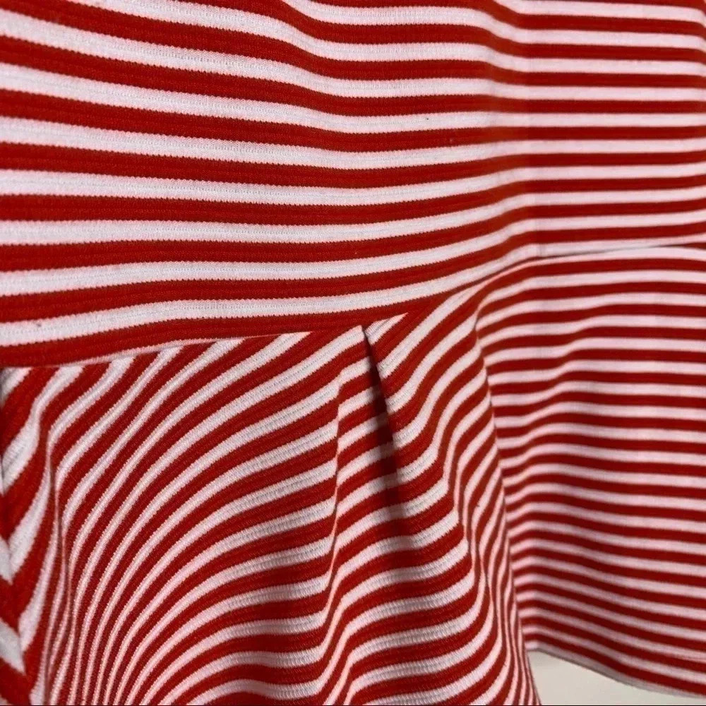 Anthropologie Red and White Striped Peplum Blouse - Picture 6 of 8